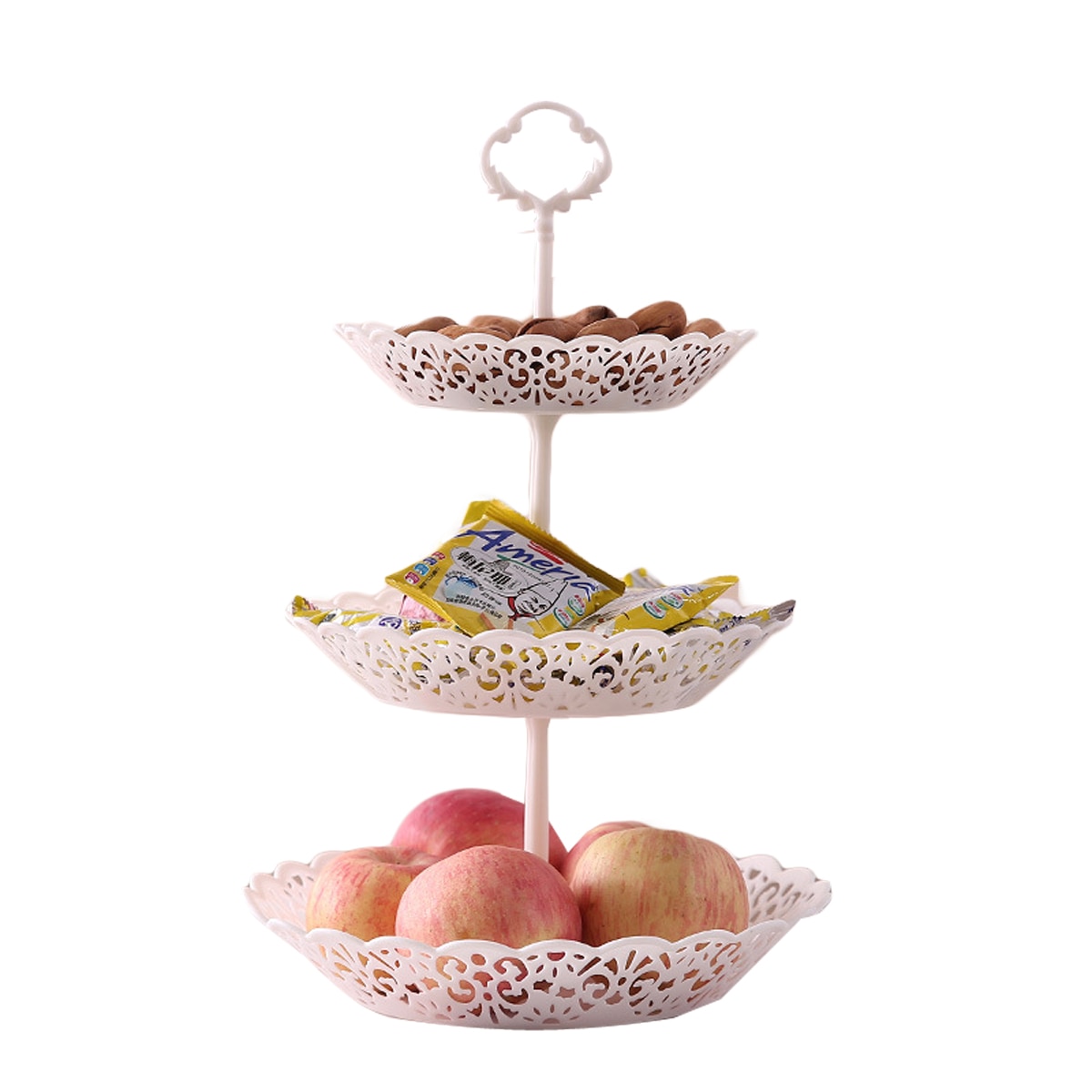 3-Tier Fruitmand Houder Draagbare Aanrecht Dienblad Display Platter Voor Desserts Candies