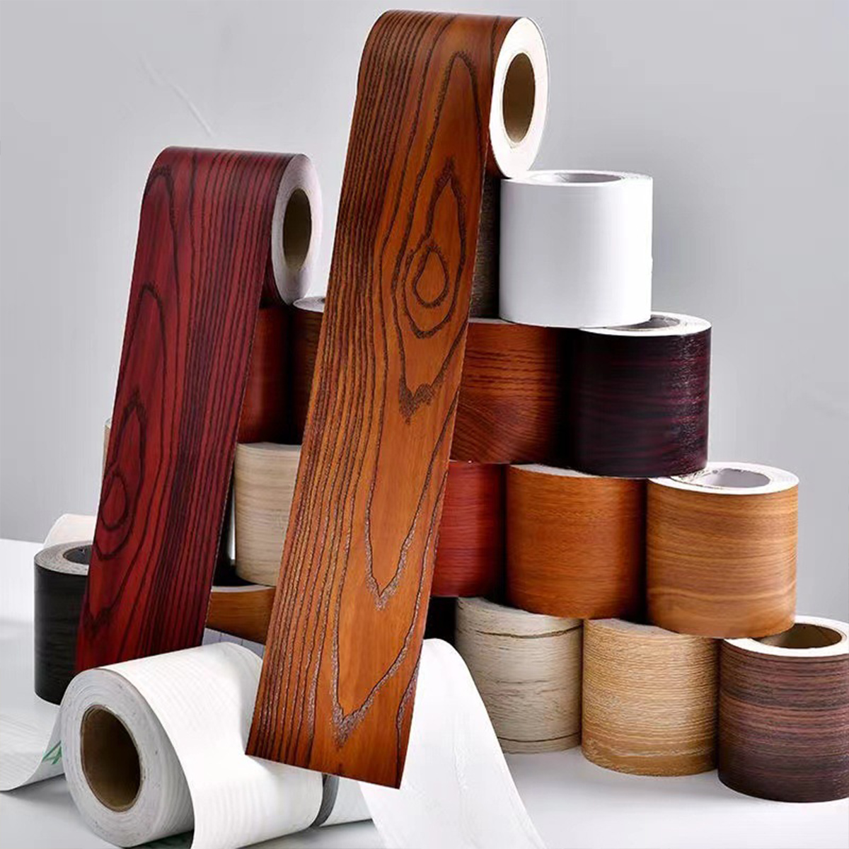 Wood Grain Door Frame Wrapping Edge Stickers Self-adhesive Renovation Furniture Holes Cover Wooden Door Cover Floor Stickers 5M