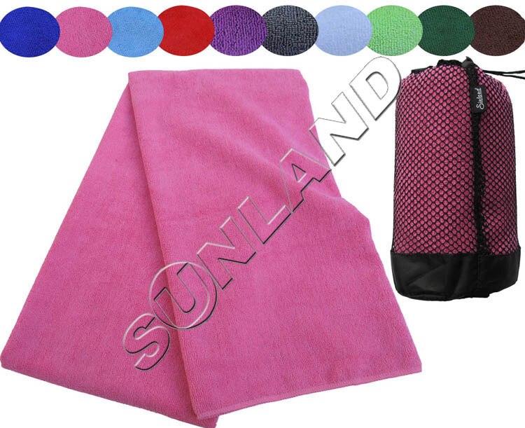 102 x 183cm mikrofiber badelaken/med pose reisehåndkle ultraabsorberende badehåndkle spa wrap håndkle hurtigtørkende: Mørk rosa