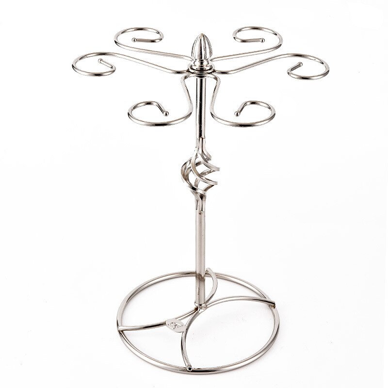 Tabletop Wine Rack Stand Hanging Drinking Glasses Stemware Storage Rack Shelf Wine Glass Cup Holder Display 6 Cups Rack: Silver