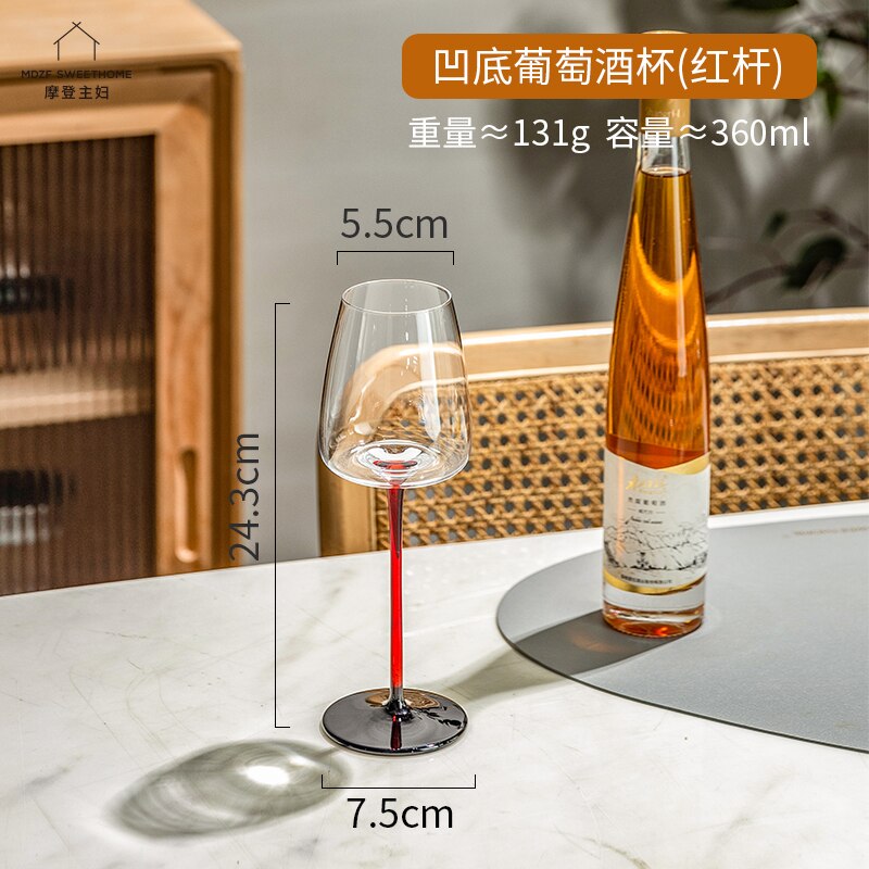 Copas de vino de cristal de alta gama, copa de champán, whisky, cerveza, vasos para beber, boda, Boba, Bar, , hogar: Red 1 pcs 360ml