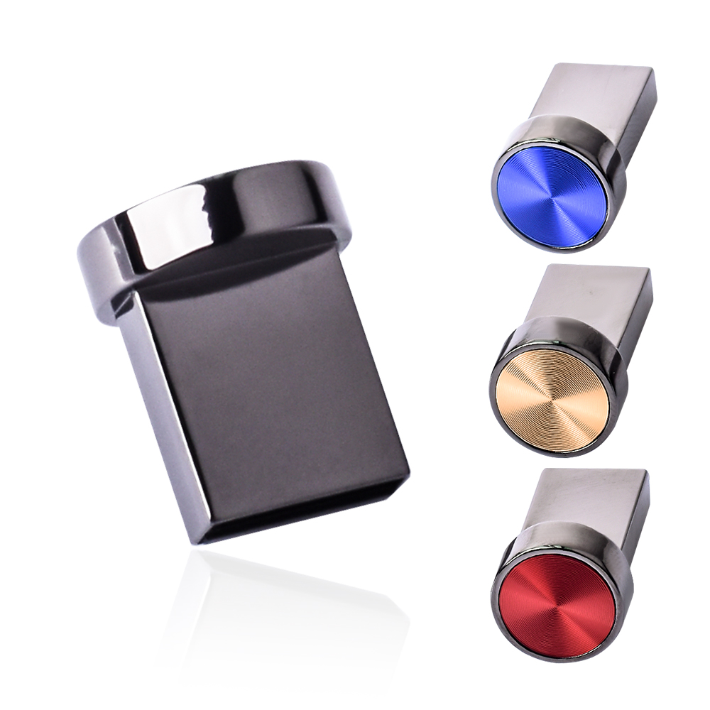 Mini pulsante in metallo chiavette USB 128GB Memory stick blu 64GB Fashion Water Proof Pen drive 32GB disco di archiviazione Mobile 16GB