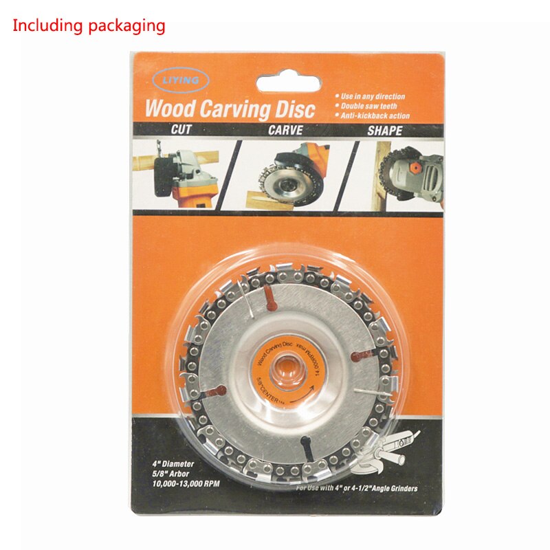 Schuurmiddelen 4 Inch Haakse Slijper Disc en Ketting 22 Tand Fijn Cut Chain Set Voor 100/115 Slijpmachine Disc kettingzaag: Including packaging