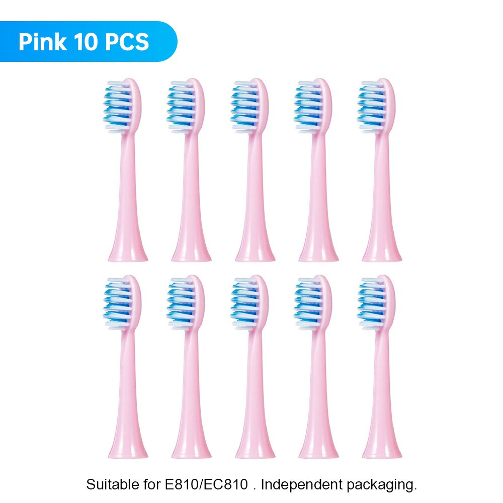 10 Pcs Replacement Brush Heads For E819 E810 EC810 Ultrasonic Electric Toothbrush Soft Bristle Nozzles with Sealed Package: 10PCS PIN EC810 E810