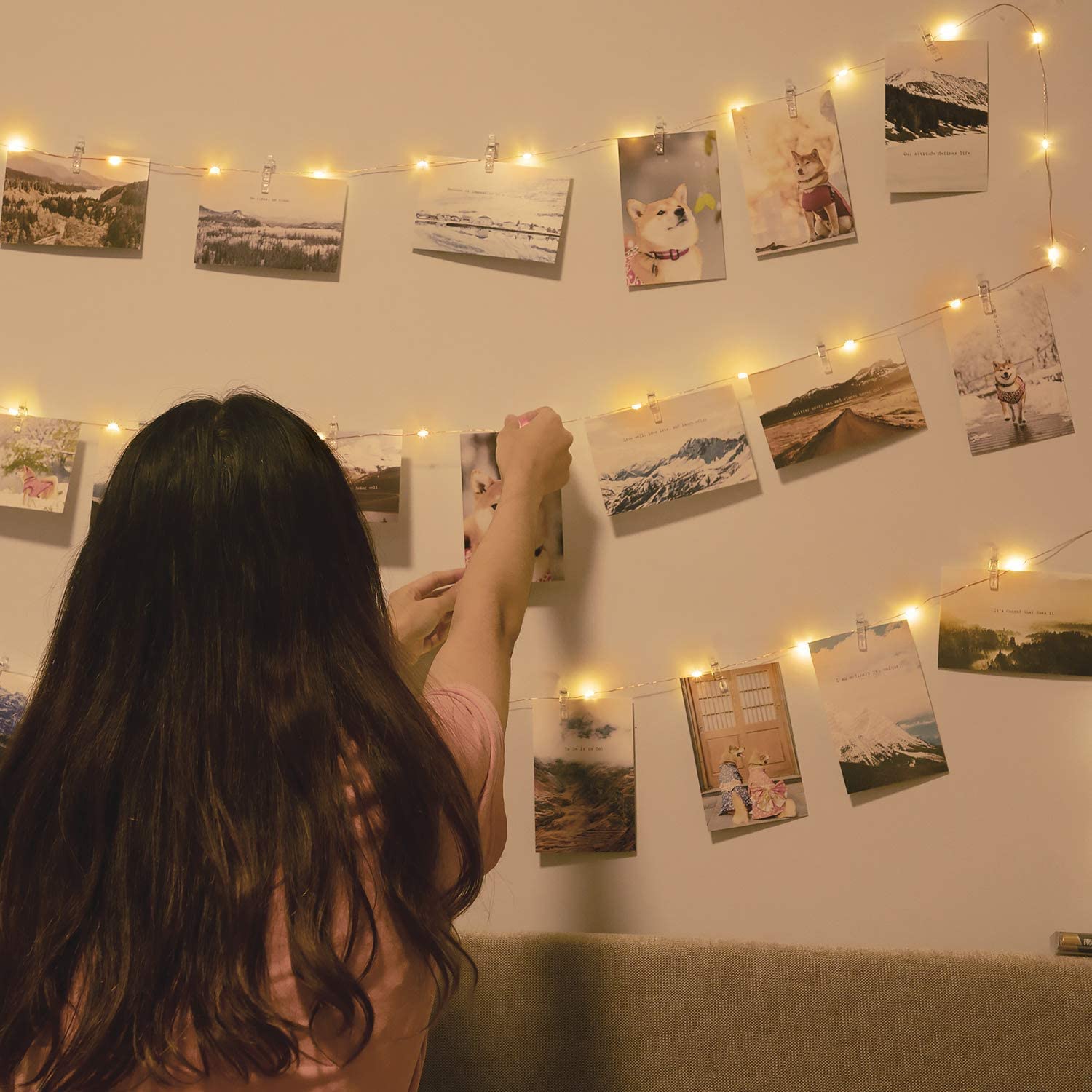 Guirnalda de luces LED con Clip para fotos, guirnalda de luces alimentadas por batería USB/AA, para dormitorio, Navidad, , boda, decoración