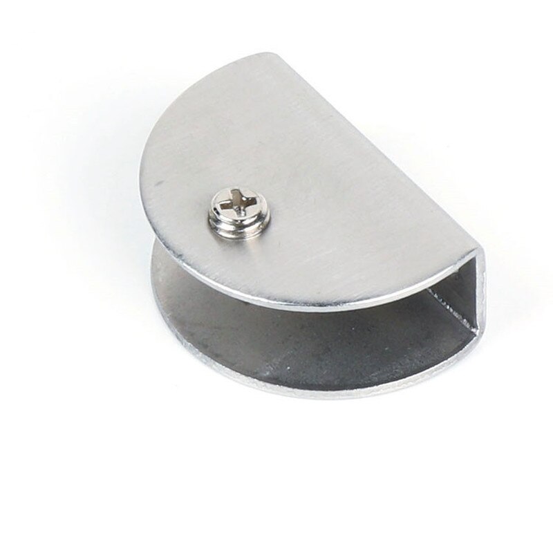 4pcs Aluminum Alloy Glass Clamp Half Round Support Corner Bracket Home Cupboard Wardrobe Glass Door Fixer Hardware Accessories