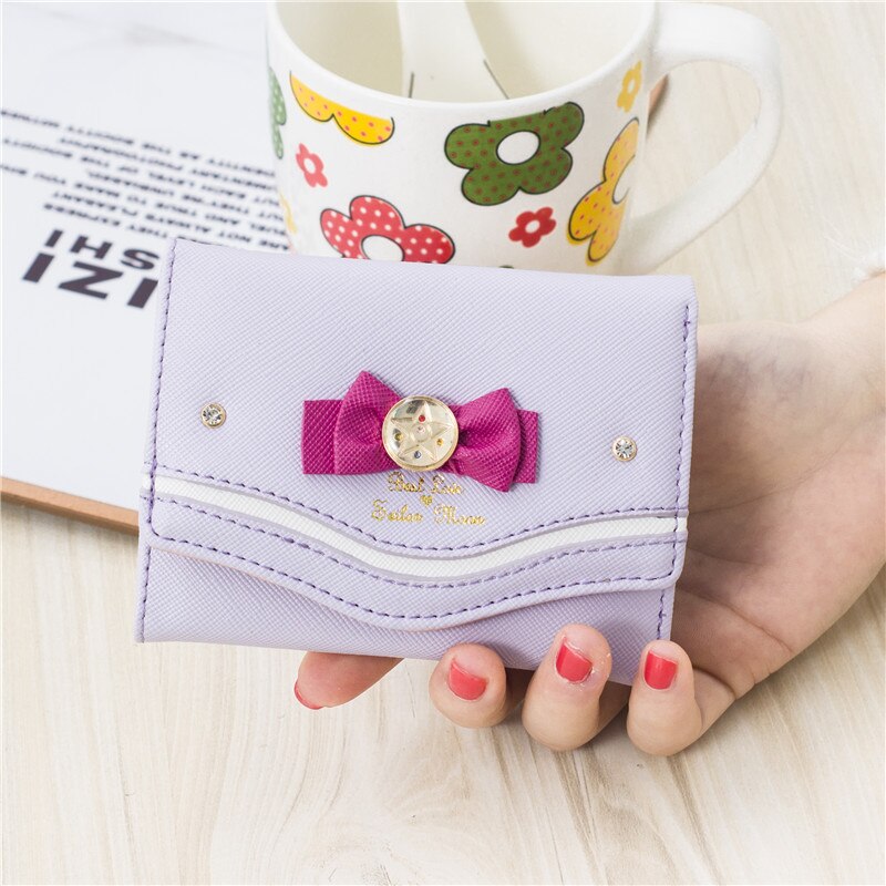 Mini kvinders søde buer kort tegnebog dame piger hasp kortholder kobling pengepung pu læder: -en