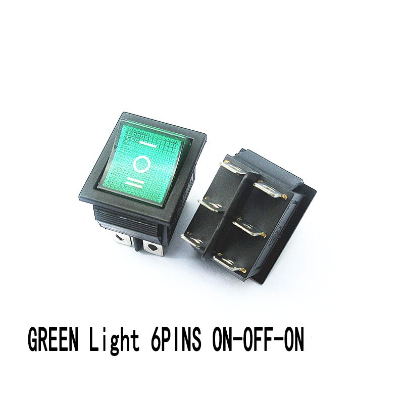 5PCS KCD4 Rocker Switch 2/3 Position 4/6 Pins Electrical Equipment With Light Power Switch Switch 16A 250VAC/ 20A 125V ON-OFF-ON: 6P  ON-OFF-ON GREEN