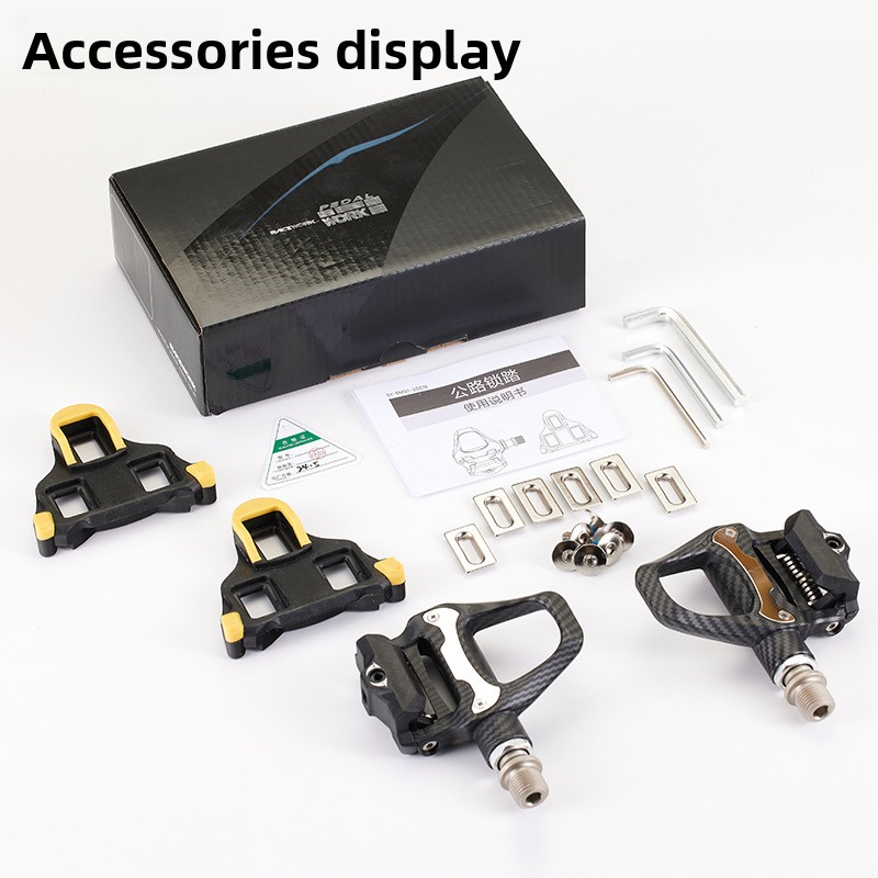 Pedal de bloqueo automático para bicicleta RACEWORK, pedal de bloqueo con patrón de carbono para bicicleta de carretera, sistema SPD, accesorios para montar en pedal Peilin