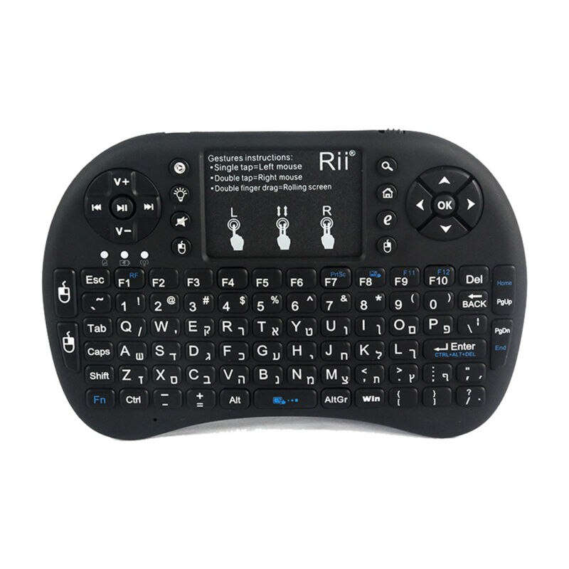 Beleuchtete Tastatur Mini Rii i8 + 2,4 Ghz kabellos-Luft Maus Englisch/Hebräisch/Russisch/Spanisch Tastatur Fernbedienung für TV Kasten PC