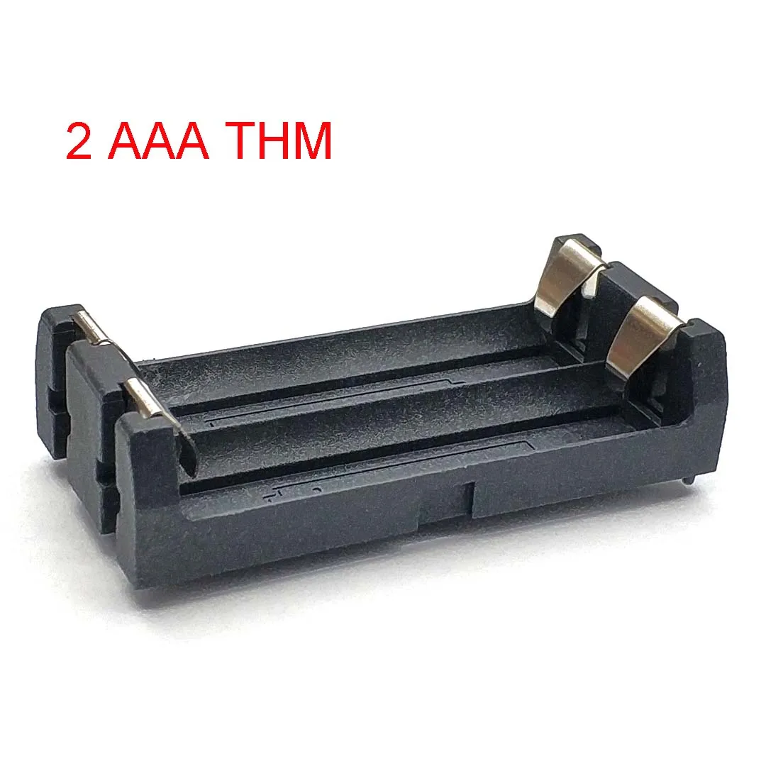 Alta qualidade 1/2 slot aaa suporte de bateria smd smt caixa de bateria com pinos de bronze diy caixa de mola de bateria de lítio: Amarelo