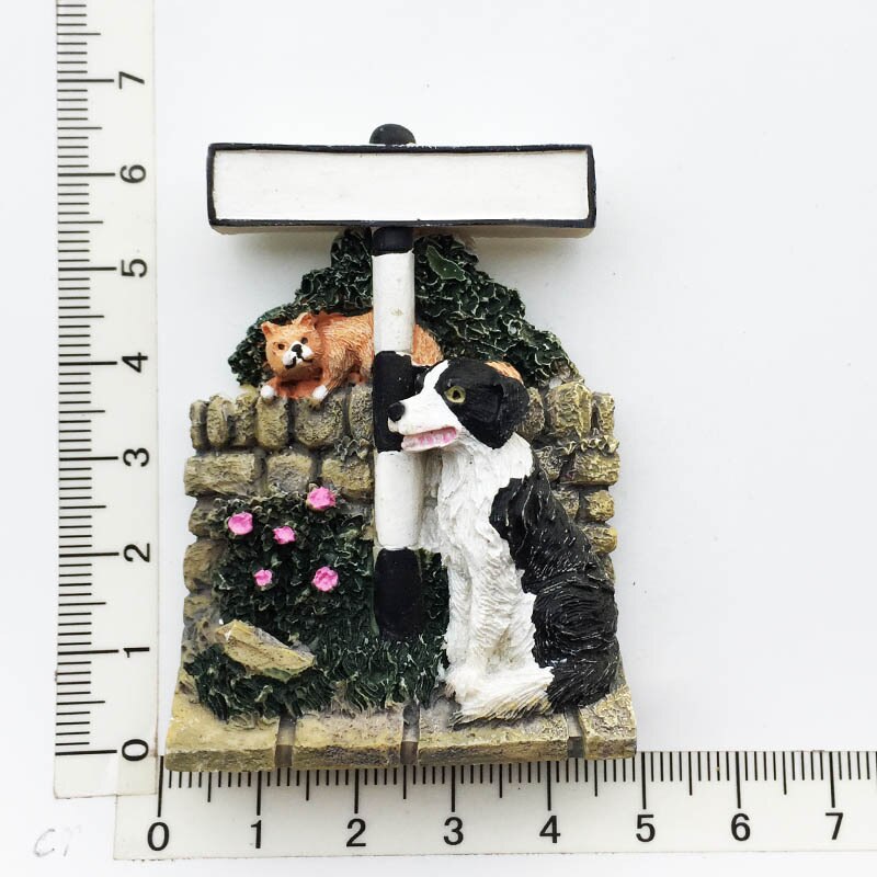 Aimant de réfrigérateur anglais, Bus de londres, soldat britannique, ours mignon, cabine téléphonique, Souvenir touristique, autocollants de réfrigérateur stéréo en résine: Dog and cat