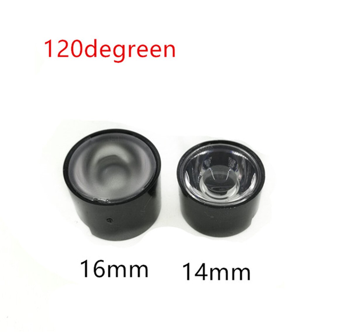 Ir 1w 3w krachtige led-lens 14mm 16mm 120 graden lens met zwarte houder voor ir cctv diy: 16mm / 50 stuks