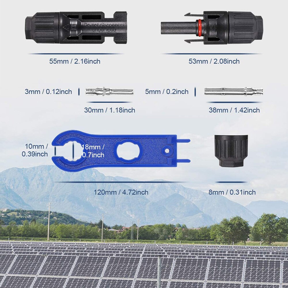 20 pieces Male and 20 Pieces Female Solar Connectors Connecting Solar Cable PV Waterproof for DIY Off-grid Solar Electricity.