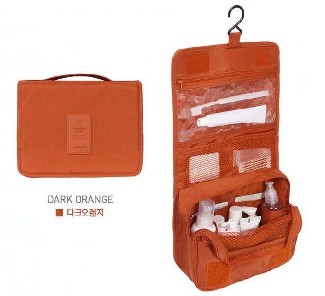 Waterproof Packing Cubes Travel Large Capacity Storage Bag Portable Hook Wash Cosmetic Bag Travel Accessories: Orange