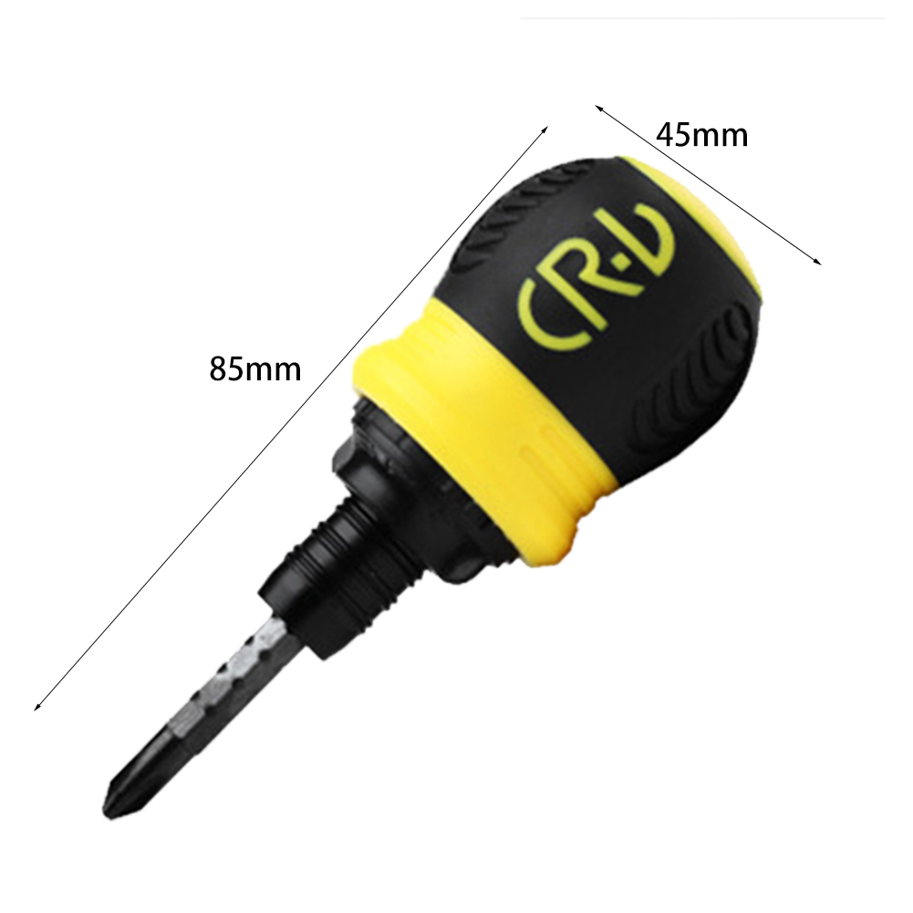 Dual Purpose Slotted/Phillips Screwdriver Cross Word Ratchet Steel Retractable Slotted/Phillips Screwdriver: YELLOW