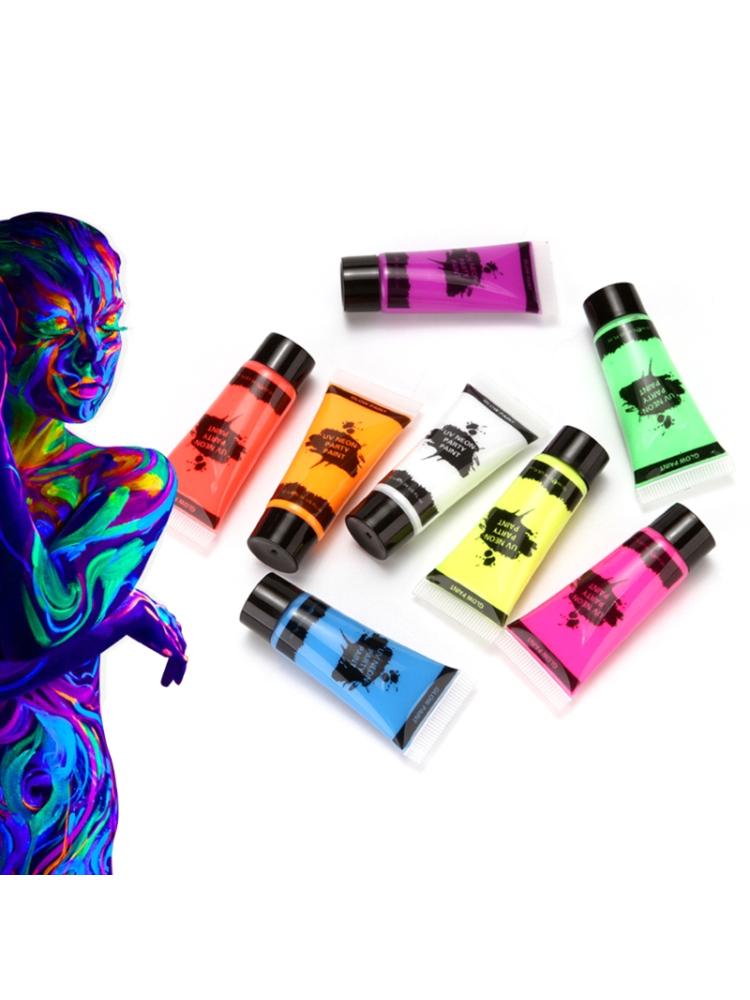 Peinture fluorescente pour le visage et le corps, 8 couleurs, Pigment de maquillage, dessin de tatouage, nouveauté