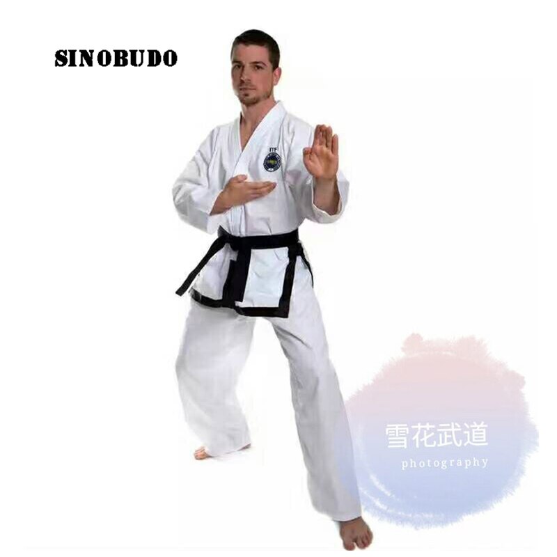 1-3 dan standard itf taekwondo uniform instruktørassistent udsøgt broderi taekwondo konkurrencedragt