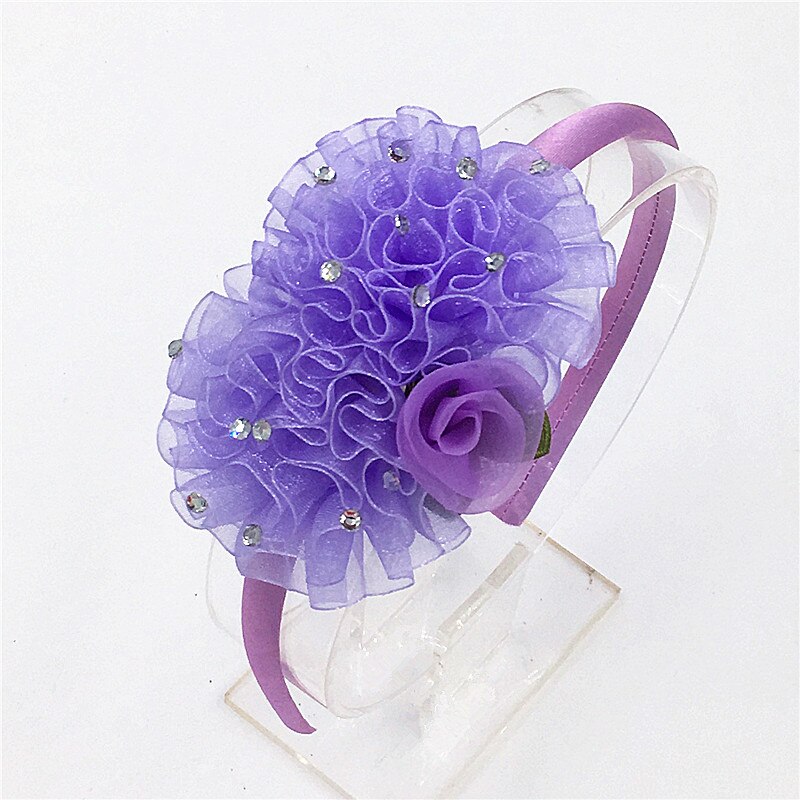 Serre-tête à fleurs en mousseline de soie pour enfants, couleur unie, mignon, serre-tête princesse, accessoires pour cheveux