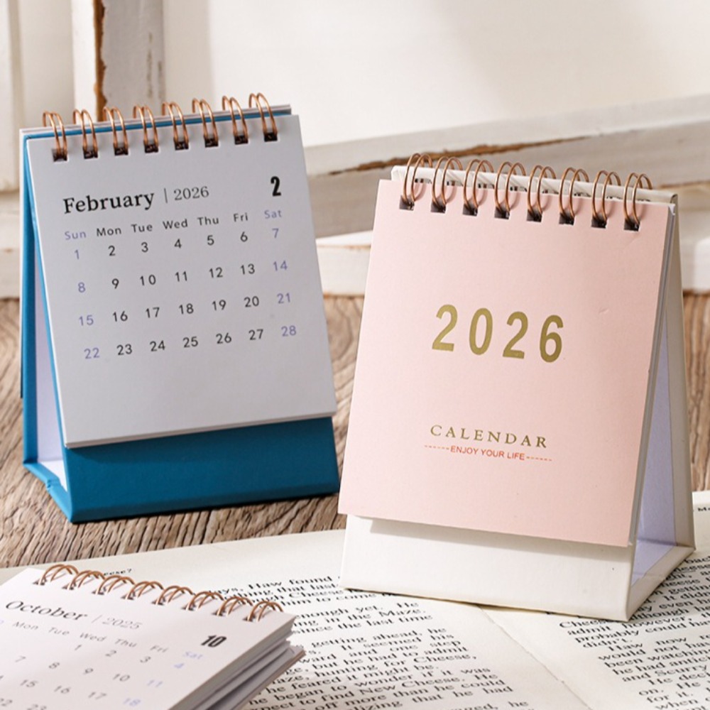 Simple Style English Mini Desk Calendar Desktop Display Portable Calendar Desktop Decoration Handmade Diary Desk Calendar