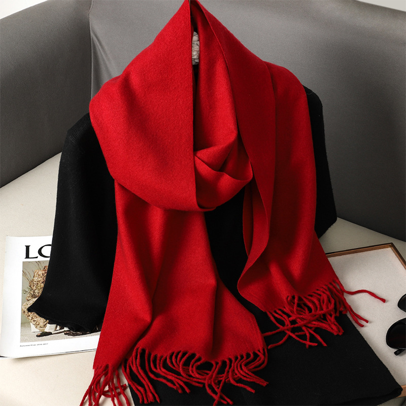 Nueva bufanda de Cachemira, bufandas de invierno para mujer, bufanda de lana negra y roja, bufanda Pashmina grande de invierno para mujer XWJ01: Verde