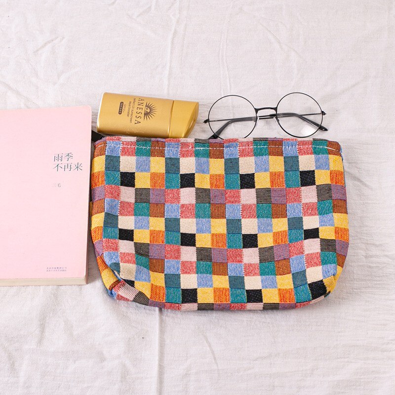 Purdored 1 Pc Vrouwen Kleur Mozaïek Cosmetische Tas Grote Reizen Rits Vrouwelijke Cosmetische Tas Make Organisatoren Beauty Case Waszak