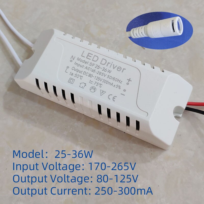 LED Driver 24W 36W 50W 58W 60W 68W 80W LED Power Supply Unit Lighting Transformers For LED Lights Panel Lamp Driver DC connector: 25-36W