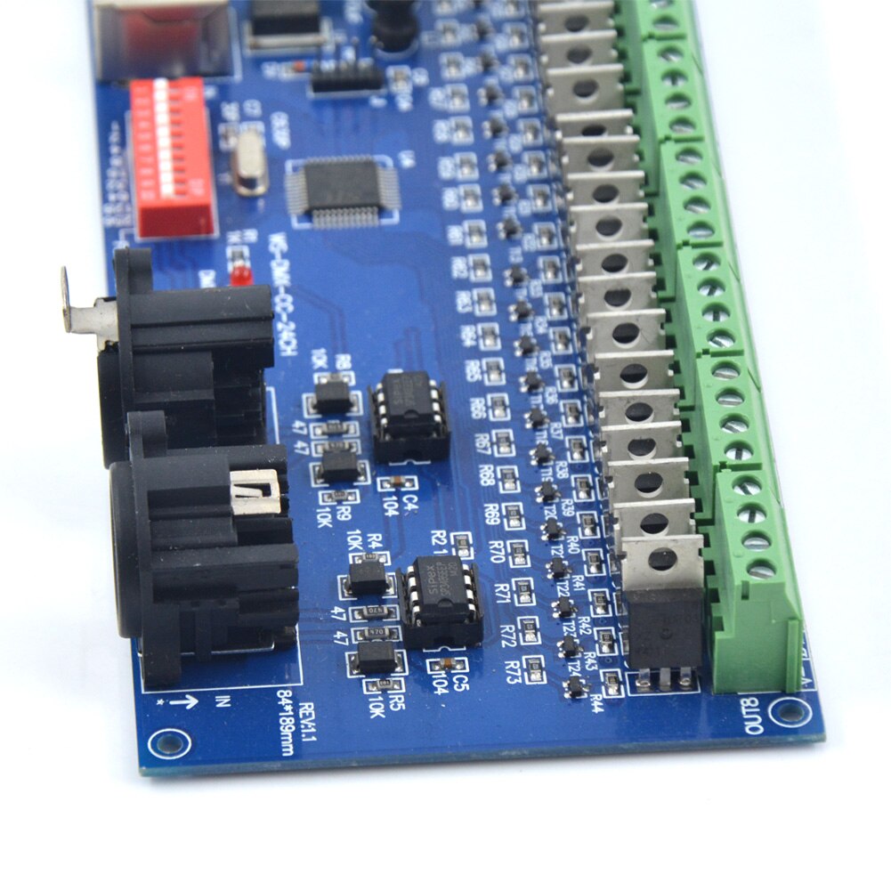 Gemeenschappelijke Kathode 24CH Led DMX512 Decoder DC12V-24V 24A 24 Kanaals 8 Groep Dmx Decoder DMX512 Xrl 3P Led Controller