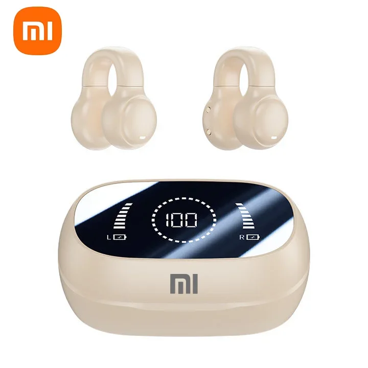 XIAOMI-auriculares inalámbricos con Bluetooth, cascos de conducción ósea con cancelación de ruido y micrófono para deportes, estuche de carga: Marfíl