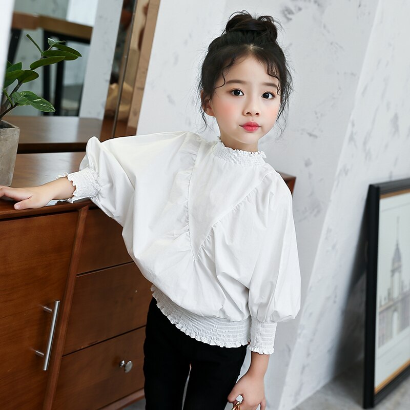 Blusa blanca de verano para niñas, ropa para niñas, 8 3 5 10 12 años, Blusa de manga larga para niñas, tops para niños, 7 seconds fish