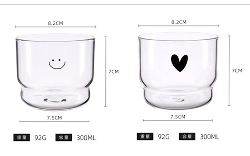 2PCSX300ML Handmade Pyrex transparent Milk Cup Yogurt Cup can be Folded into Transparent Baked Pudding Water glass Cup