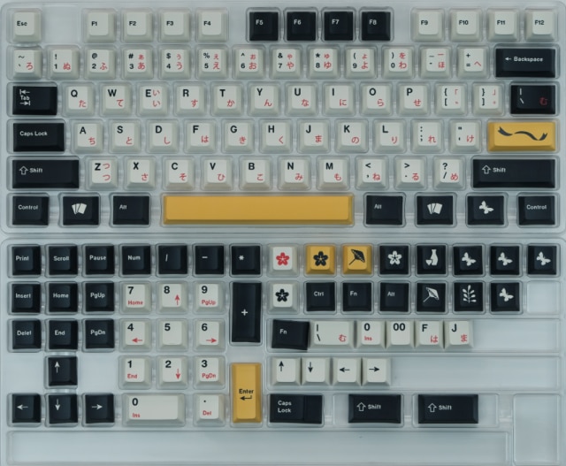 128 Keys GMK Matsu Keycaps Japanese/English Cherry Profile PBT Dye Sublimation Mechanical Keyboard Keycap For MX Switch 61/64/87: 128 Japanese Matsu