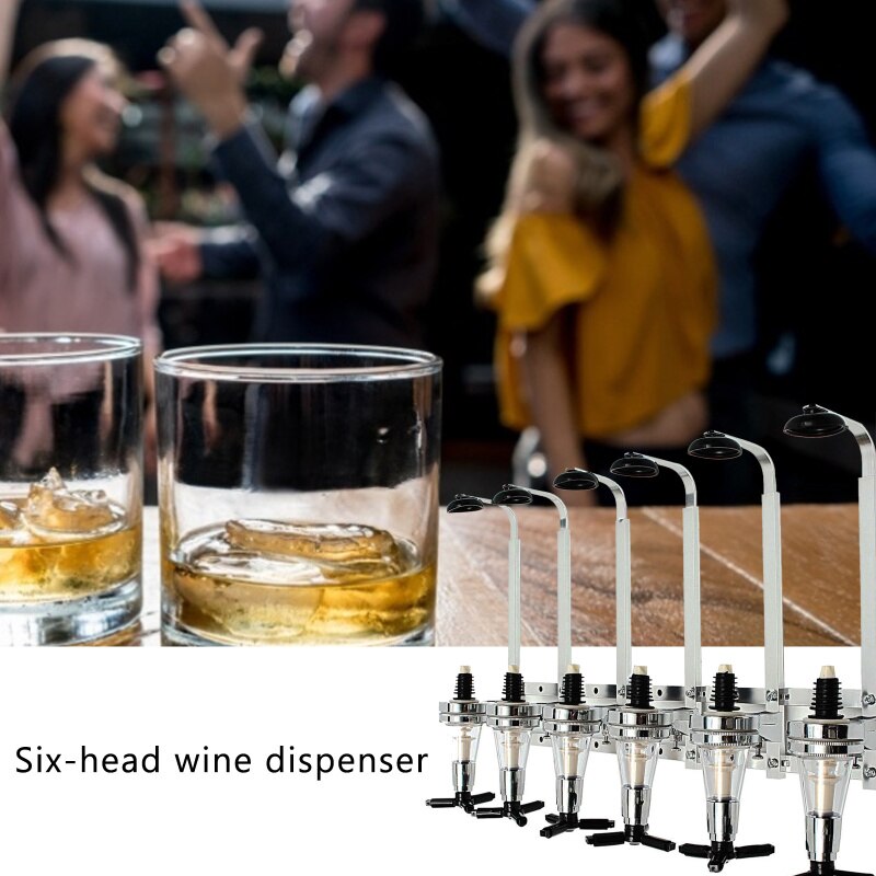 6 Bottle Bar Beverage Liquor Dispenser Holder Alcohol Drink Shot Wall Mounted 6 Station Beer Wine Pourers Divider Dispensary