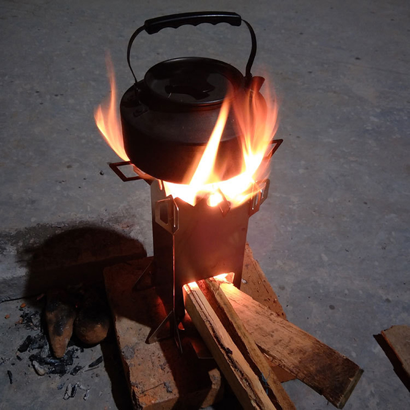 Trädgård eldstaden utomhus camping öppen spis portabel split brazier rostfritt stål silver vikt picknick kort raket värme spis