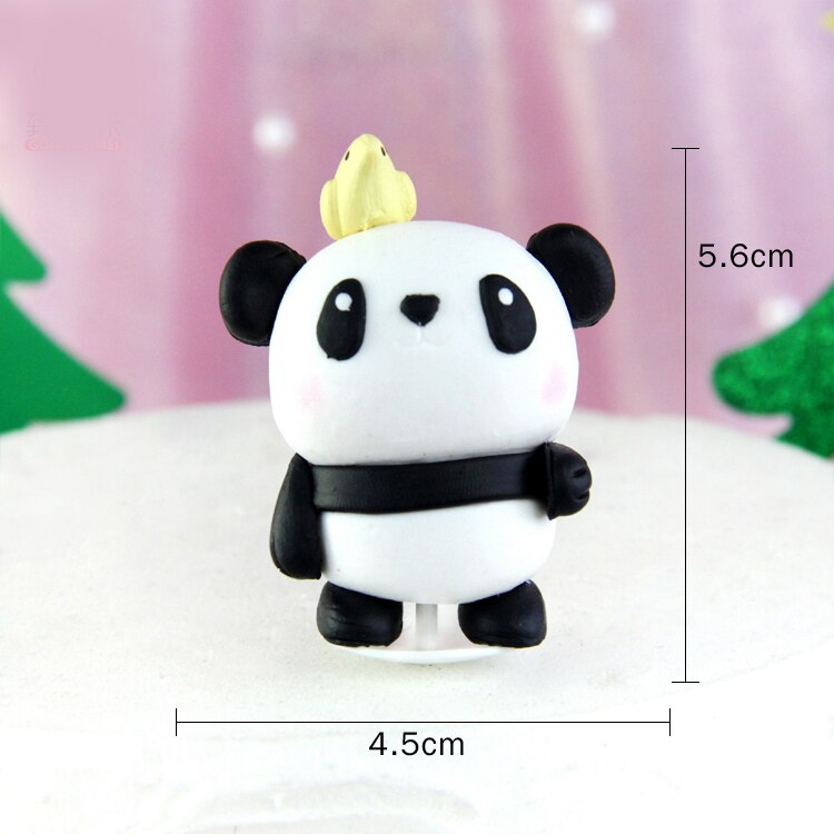 Jungle Animals Cactus Cake Toppers Happy Birthday Decorations For Children's Day Boy Girl Party Baking Sweet LoveGifts Supplies: Clay panda