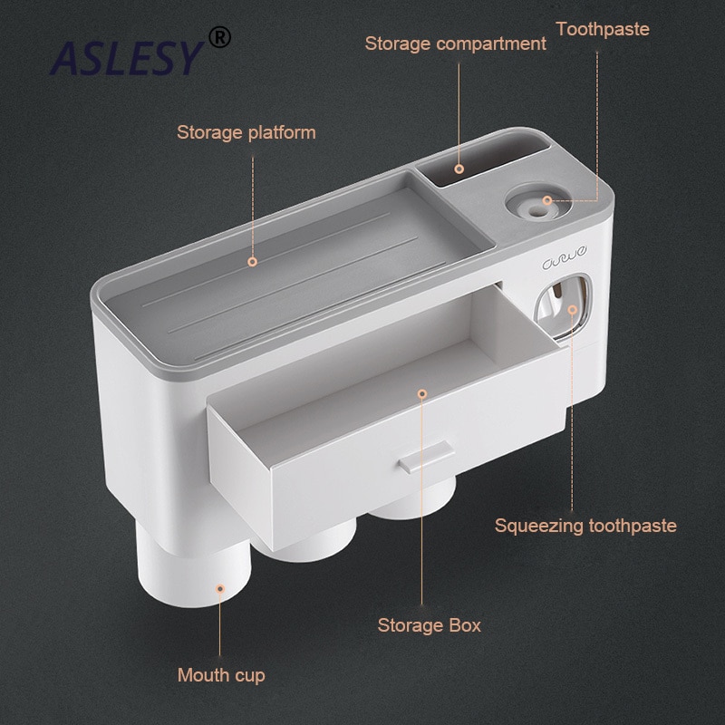 Magnetic Toothbrush Holder Adsorption Inverted Toothpaste Dispenser Wall Mount Makeup Storage Rack for Bathroom Accessories Set