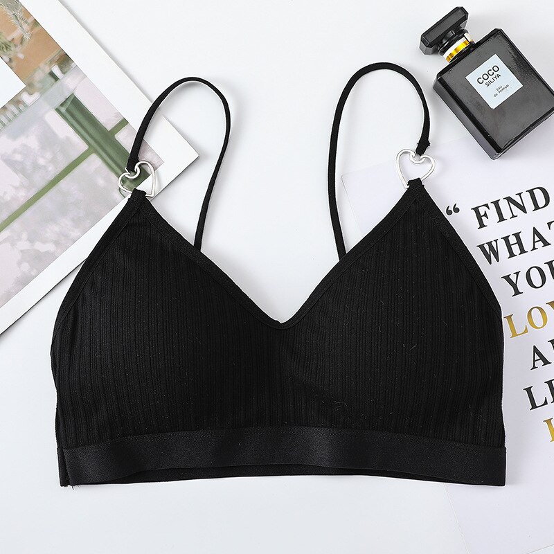 Sexy Bras For Women Lingerie Crop Top Seamless Underwear Cotton Bralette Padded Push Up Bras Female Brasserie: Black