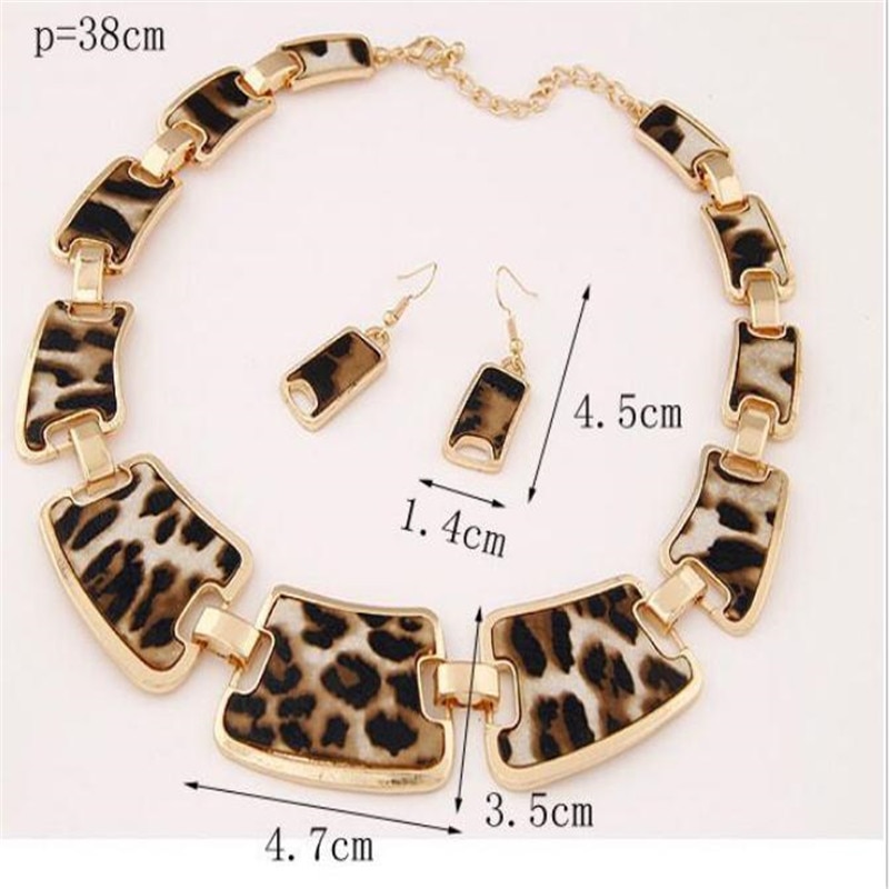 Newest Necklace and Earring Set Charming Shining Metal Leopard Print Party Wedding Jewelry Sets Choker Statement