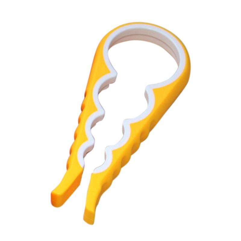 Ch- handmatige pot flesopener 4 in 1 binnenrubber draaibaar gemakkelijk vast te pakken multi-formaat voor kinderen ouderen zwakke handen artritis: Geel