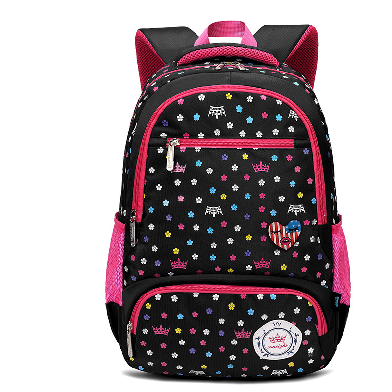 Printing Kids School Bags for Girls Primary School Backpack Child Princess Girls School Bags Big Capacity Bookbags Pink: Black