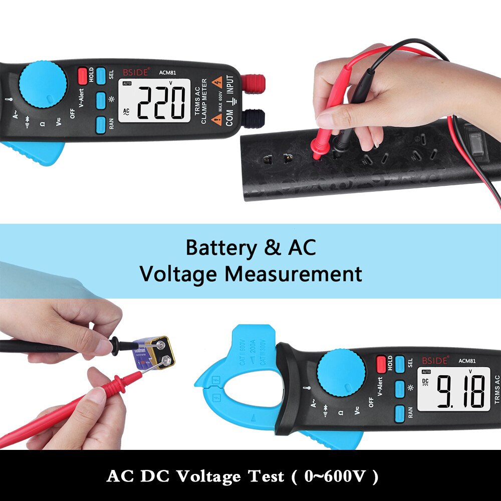 BSIDE ACM81 Clamp Meter 1mA Accuracy Auto-Rang Digital Multimeter Current DC AC Voltage Diode NCV Temperature Tester