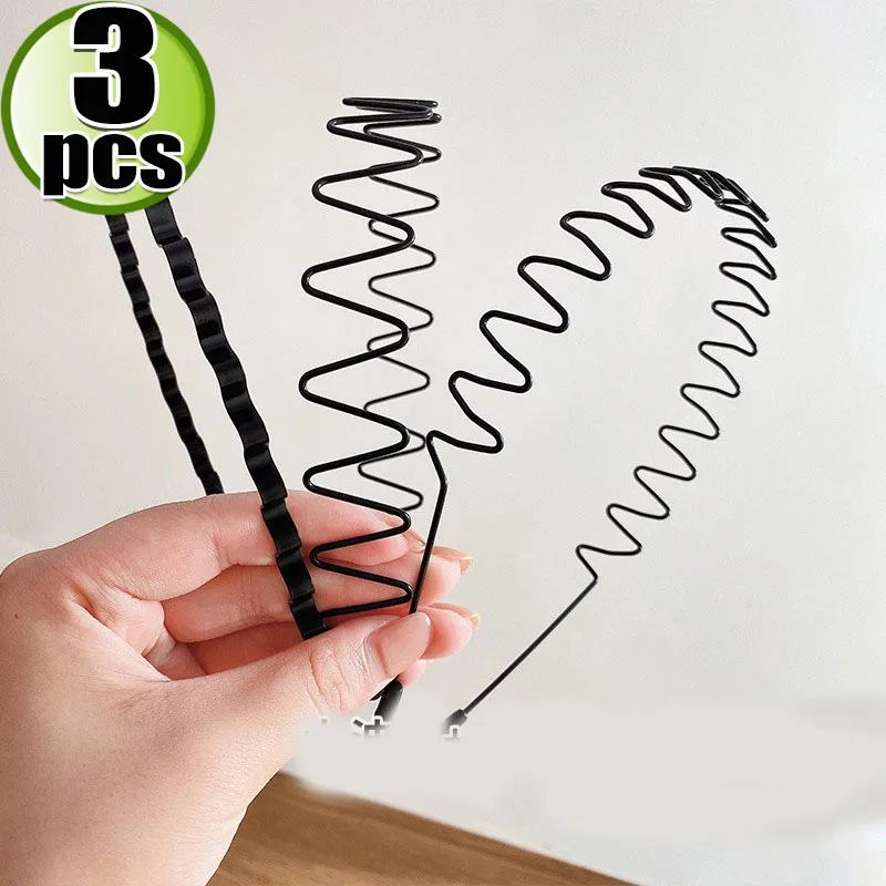 1/6pcs Metal Hair Band Men Women Unisex Black Wavy Hair Head Hoop Band Sports Headband Hairband Hair Accessories: Blue