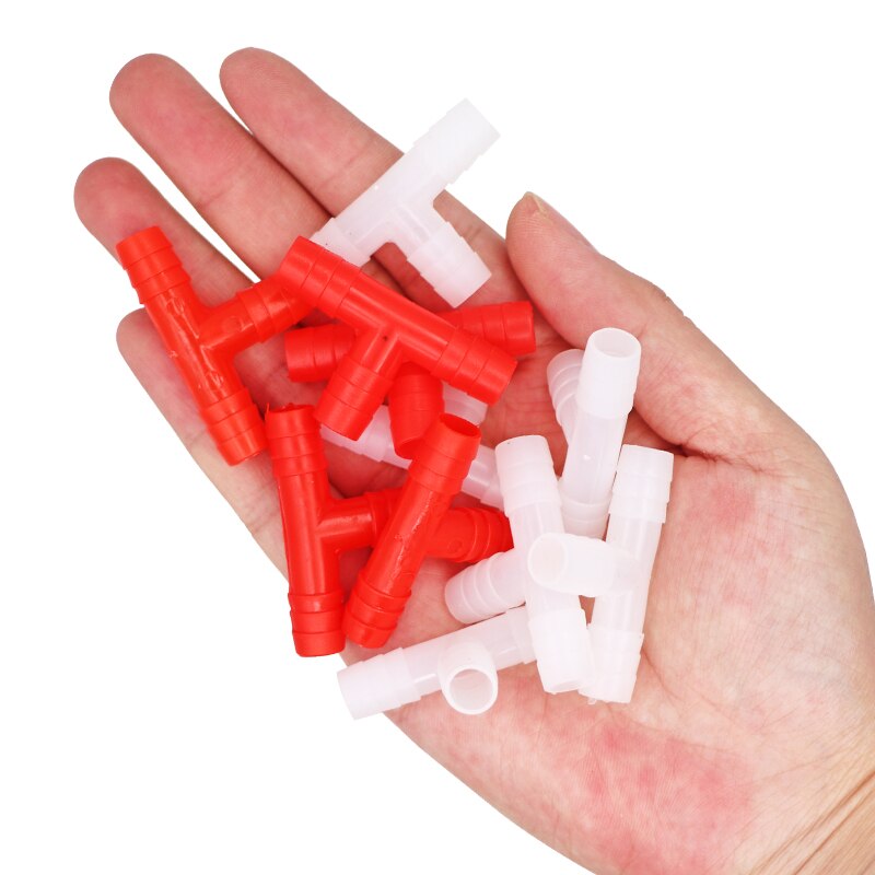 20Pcs Plastic Tee Tube Connector Diameter 8mm Rabbit Chicken Quail Doves Pets Nipple Drinker Connecting Pipe Farm Equipments
