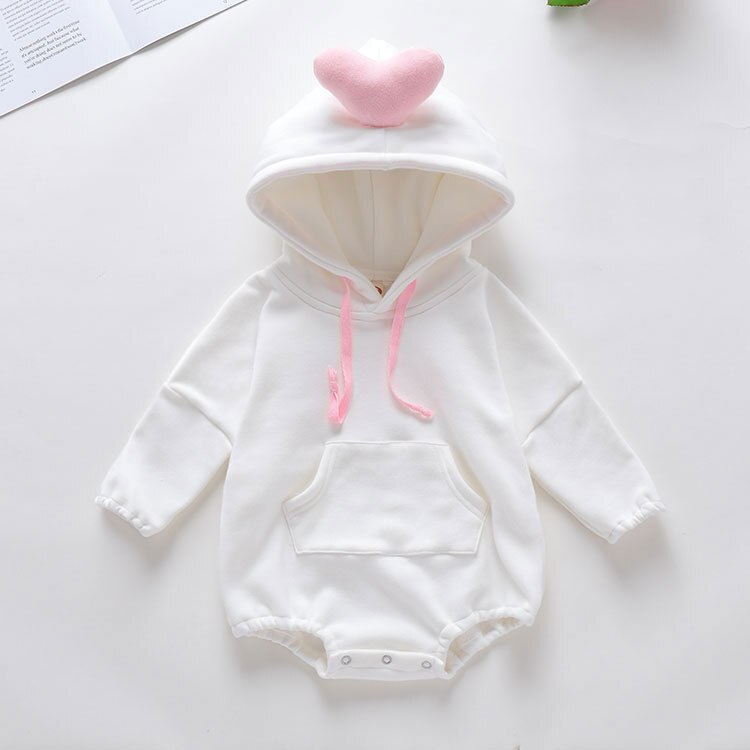 Neueste Nette Strampler Neue Geboren Baby Prinzessin Mädchen Jungen warme Kleidung mit kapuze Lange Hülse Feste Warme Baumwolle Herbst Winter 0-18M