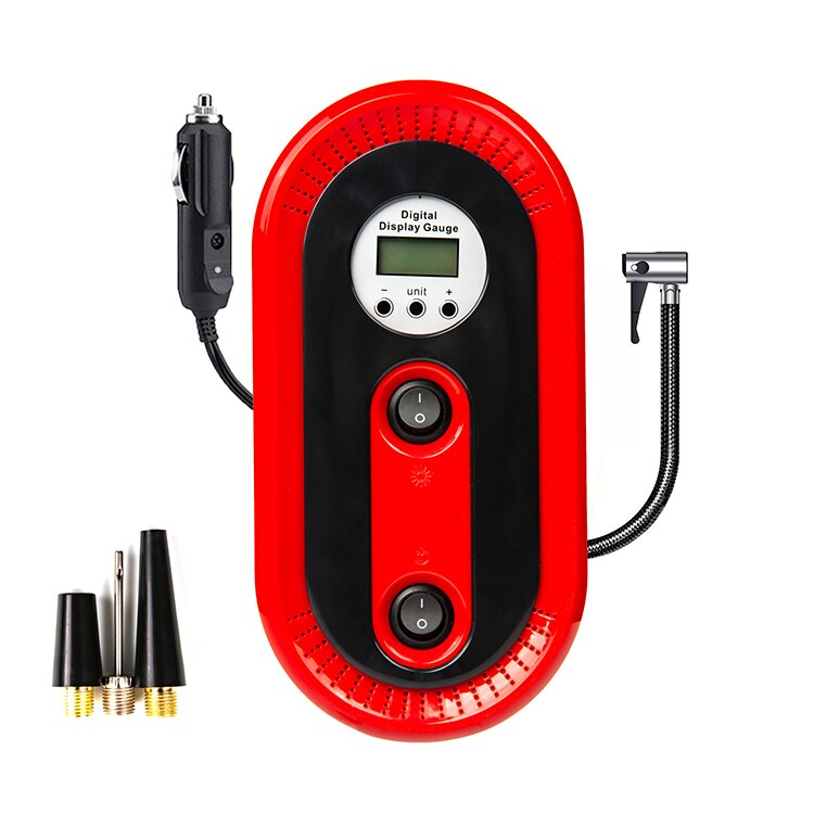 12V Draagbare Auto Auto Electric Air Compressor Digitale Compact Auto Inflator Rood Met Led Licht