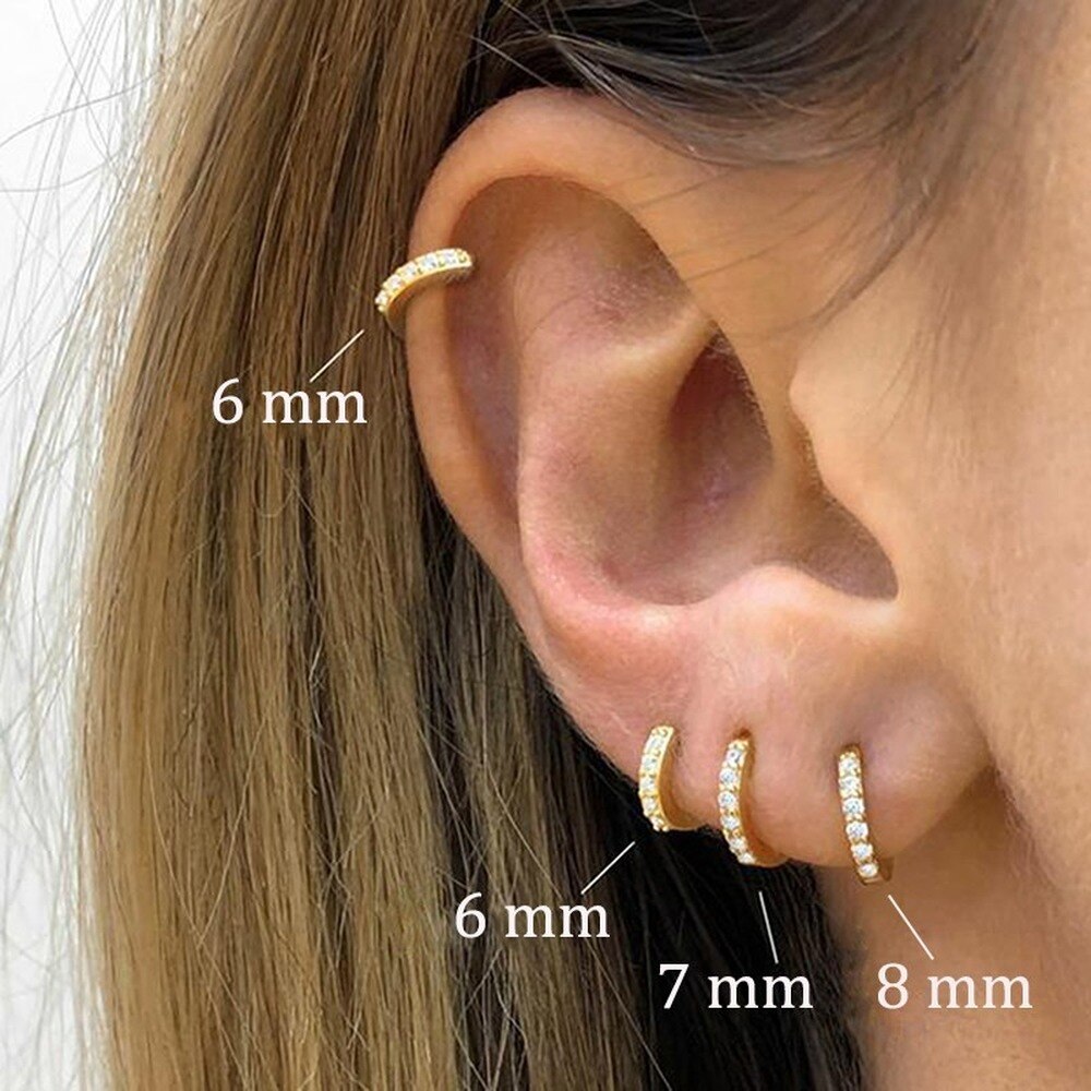 Krystal øreringe til kvinder brusk øre tragus helix piercing guldbelægning zirkon bøjle ørering smykke