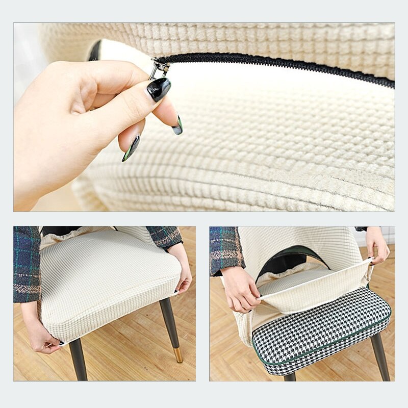 1Pcs Curved Chair Cover Hollow Back Jacquard Arc Armchair Covers Dining Chair Covers Spandex Home Bar Hotel House De Chaise