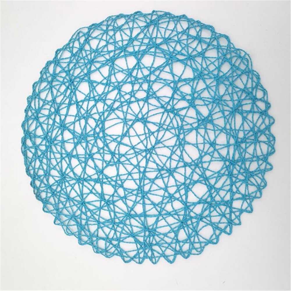 4Packungen Runde Papier gewebte Tischsets Holz tischsets Rattan tischsets Braun Papier Stroh tischsets für Esszimmer Party Hochzeit: Blau