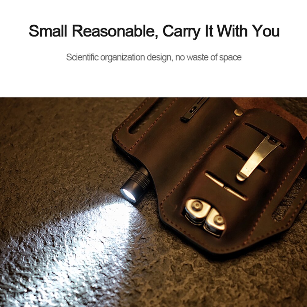 EDC Waist Pack Leather Waist Holster Belt Loop Holder Organizer Waist Pouch Outdoor Waist Pack For Lighter Flashlight Pliers
