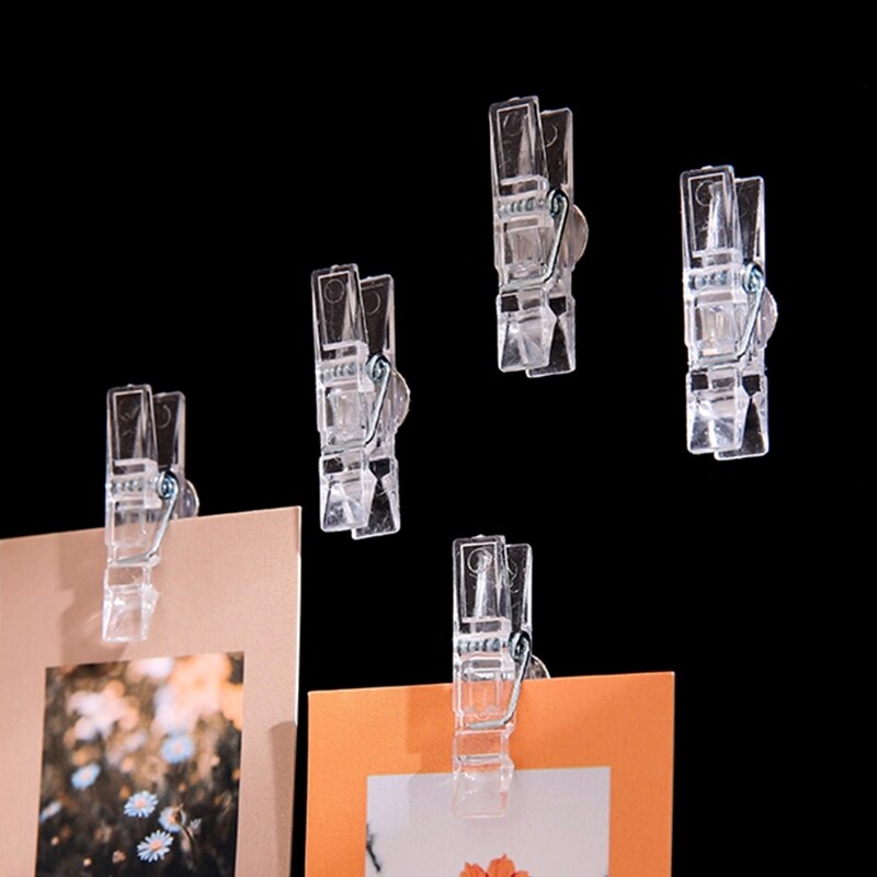 Chinchetas de plástico transparente 20 piezas 594F, chinchetas decorativas tipo Clip, para foto, para el pulgar, tablones de mensajes escolares